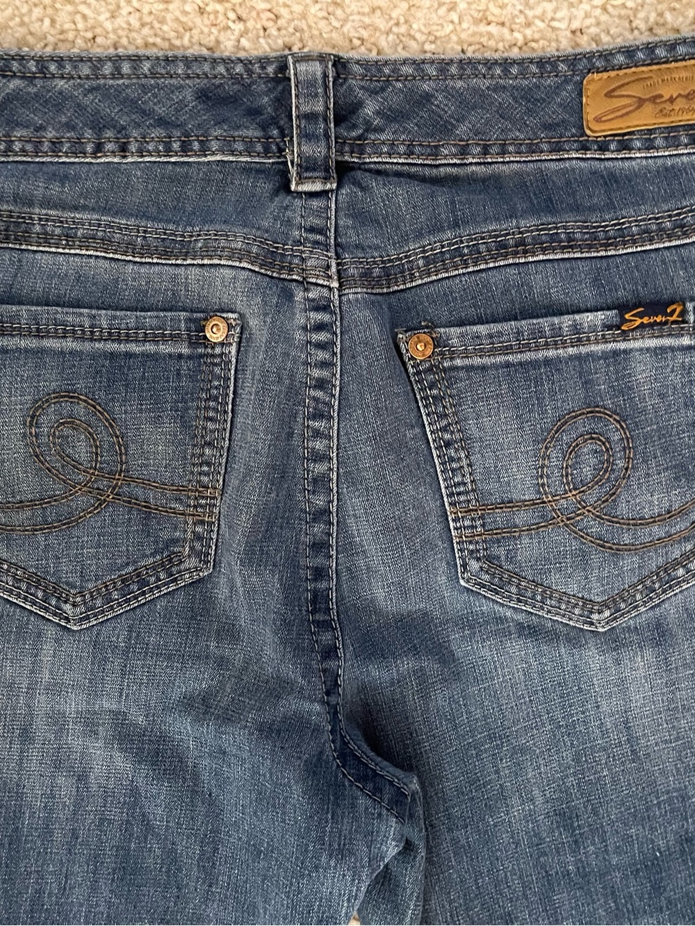 SEVEN 7 Luxe Boot Sz 16 Ladies Denim Jeans Distressed Hem Actual  W38 L31 Rise9